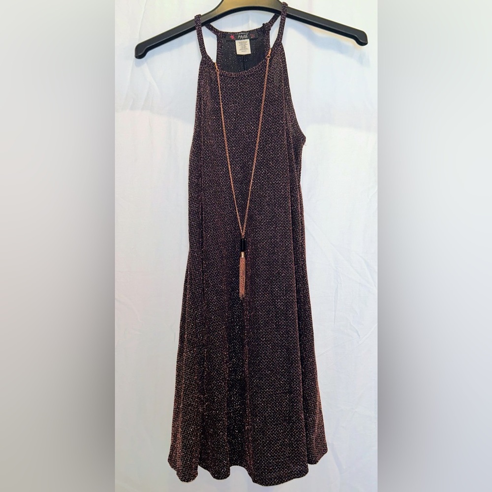 Sleeveless Maxi Dress with Rose Gold Metallic Detail